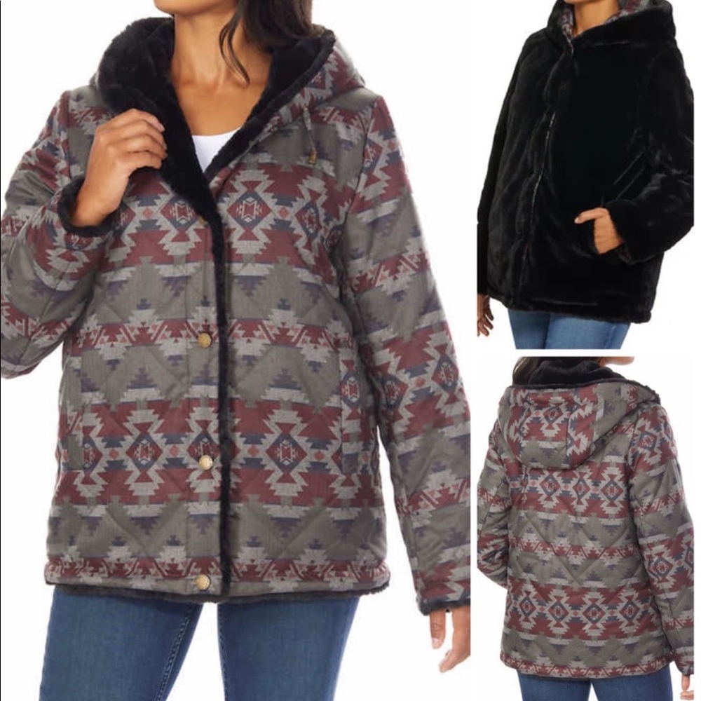 Pendleton Ladies' Reversible Faux Fur Printed Coat Size Small